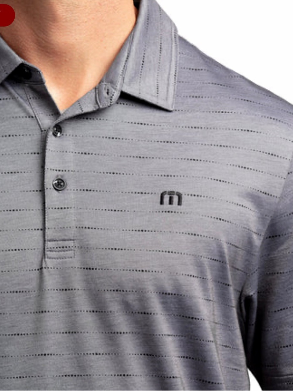 Travis Mathew Gray and Black Stripe Polo Size Medium